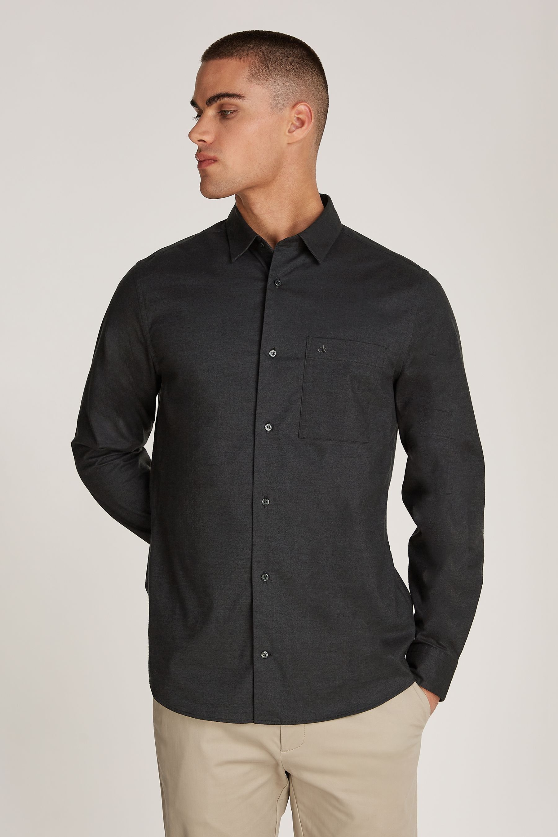 Buy Calvin Klein Grey Flannel Solid Shirt from Next Luxembourg
