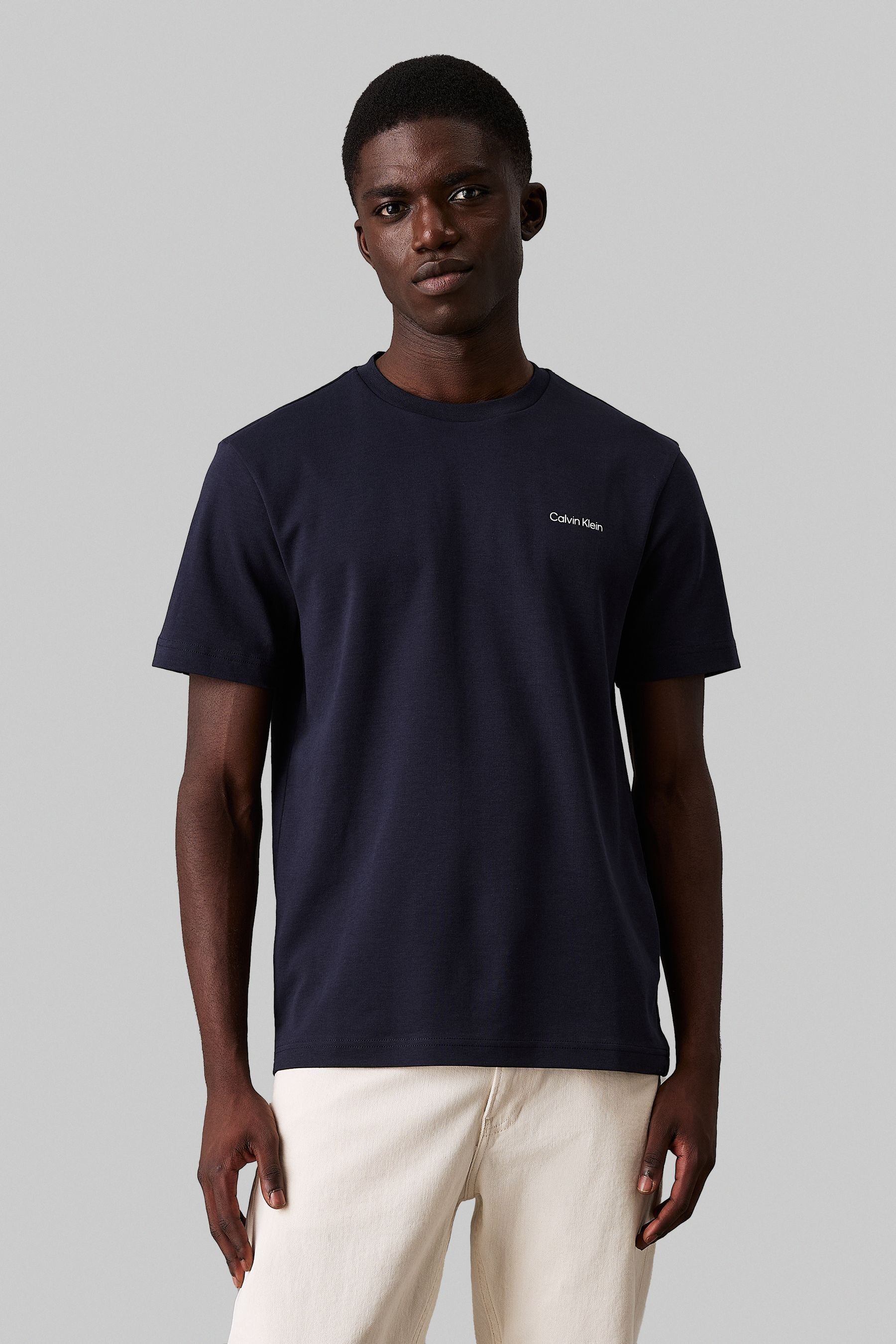 Calvin Klein micro logo interlock T shirt in navy