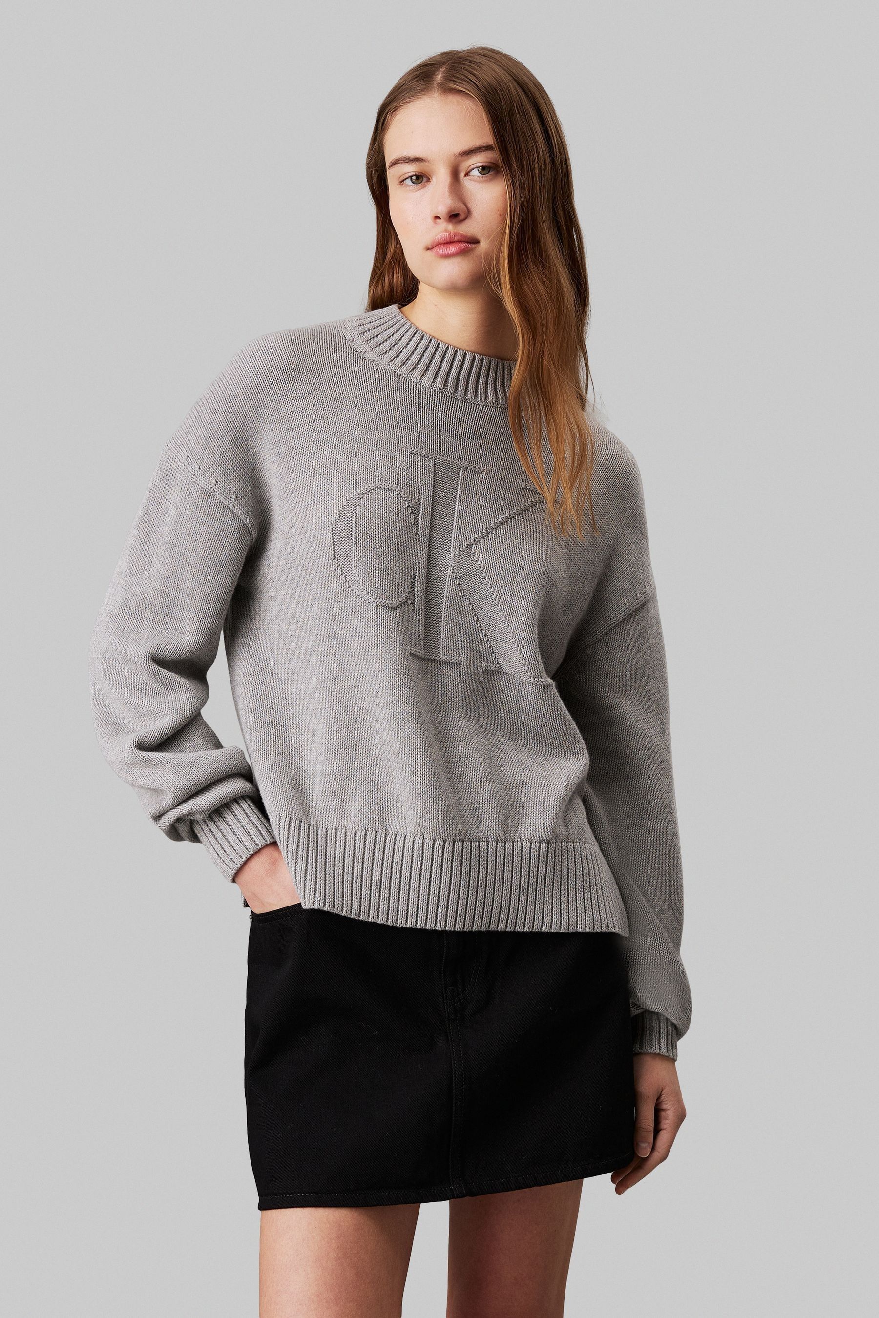 Buy Calvin Klein Grey Intarsia Loose Jumper from Next Oman