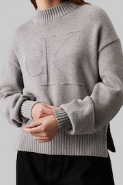 Calvin Klein Grey Intarsia Loose Jumper - Image 4 of 4