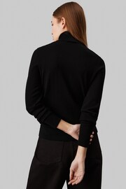 Calvin Klein Black Merino Wool Roll Neck Jumper - Image 2 of 6