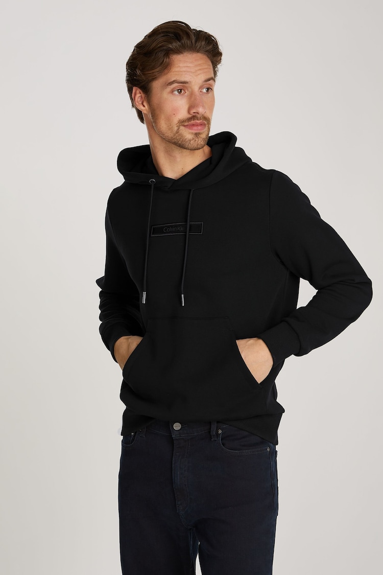 Calvin Klein Black Embroidered Logo Peached Hoodie - Image 1 of 6