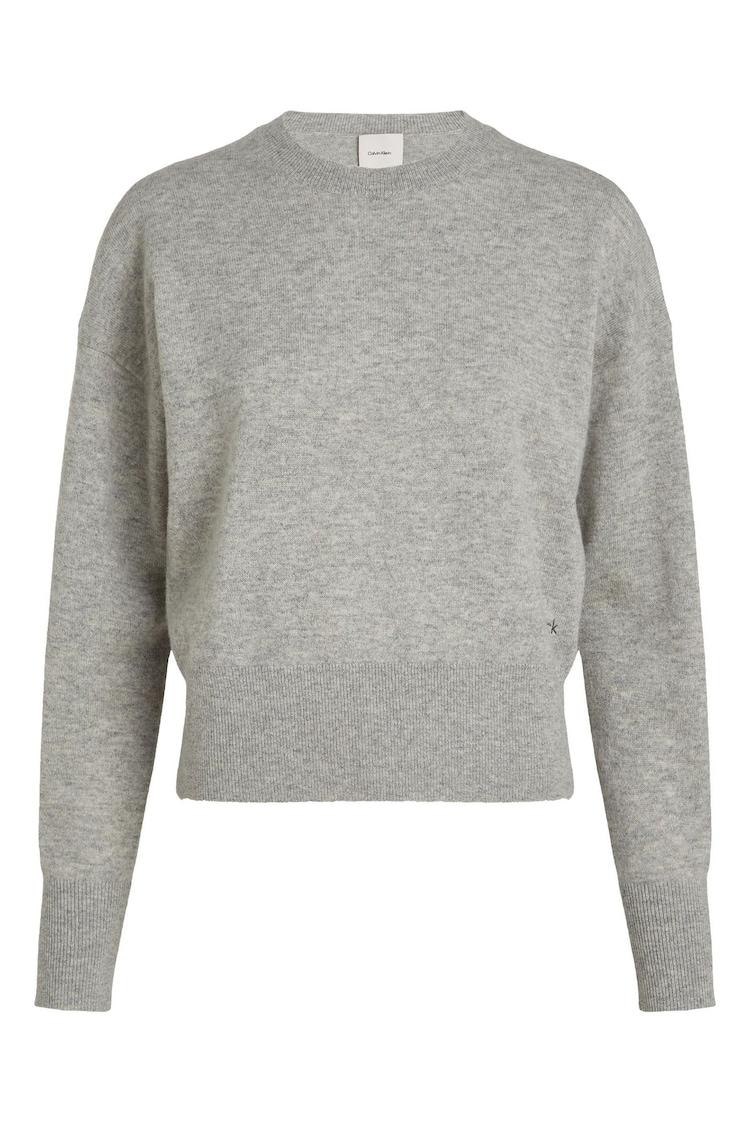 Calvin Klein Grey Cashmere Crew Neck Long Sleeved Jumper - Image 5 of 5