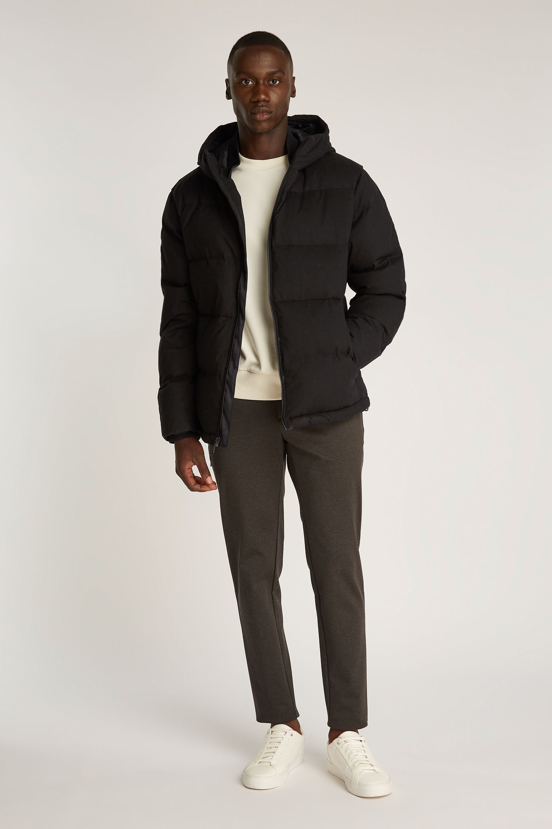 Buy Calvin Klein Black Short Wool Hooded Puffer Jacket from Next Australia