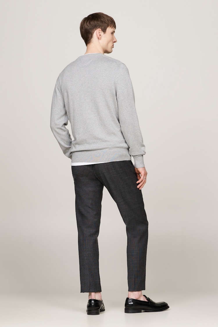 Tommy Hilfiger Grey Cotton Blend Jumper With Cashmere - Image 2 of 5