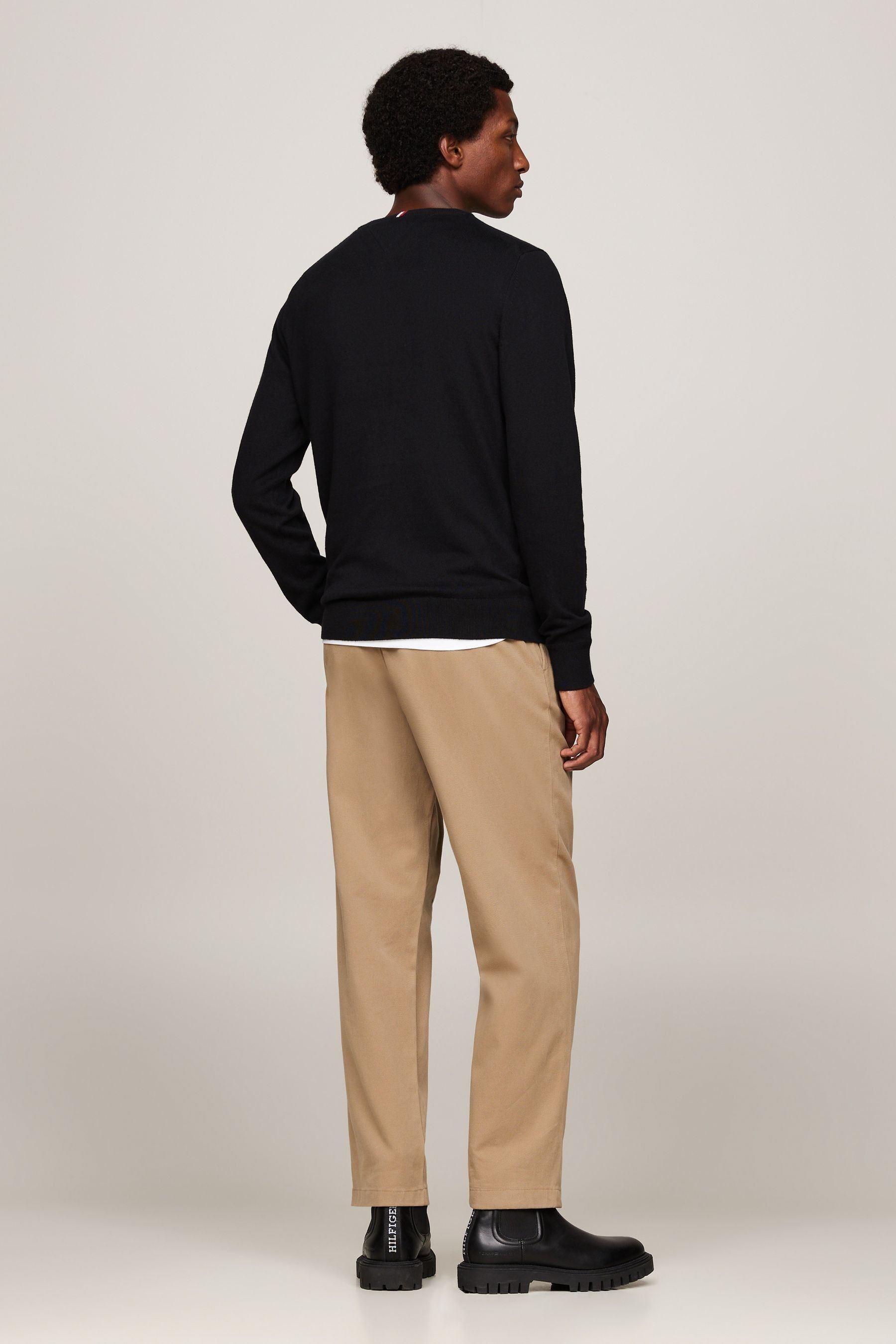 Tommy Hilfiger Organic Pima Cotton Cashmere V Neck Black Sweater from Next Hong Kong