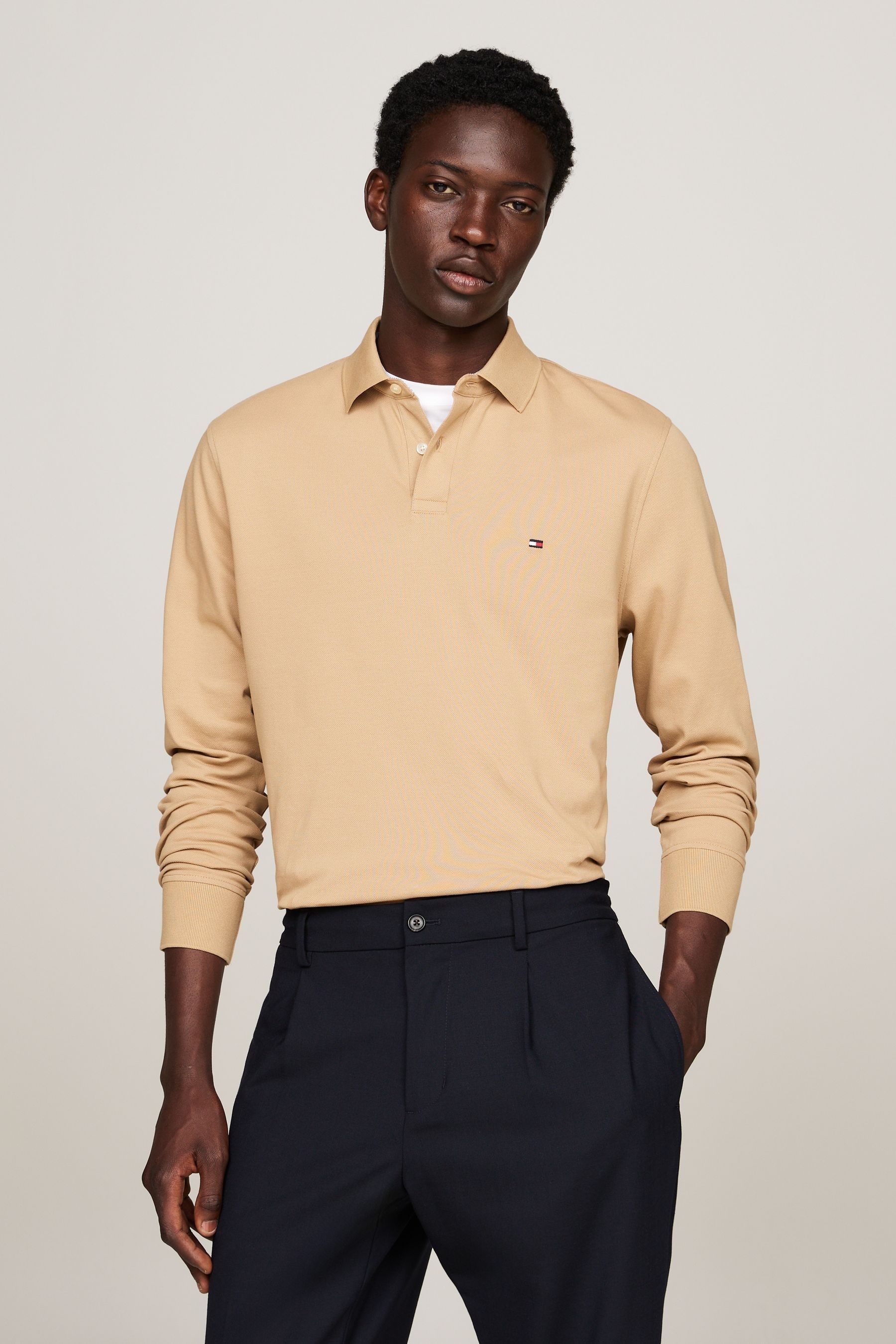 Tommy Hilfiger Brown 1985 Regular Long Sleeve Polo Shirt xxxlarge Mens