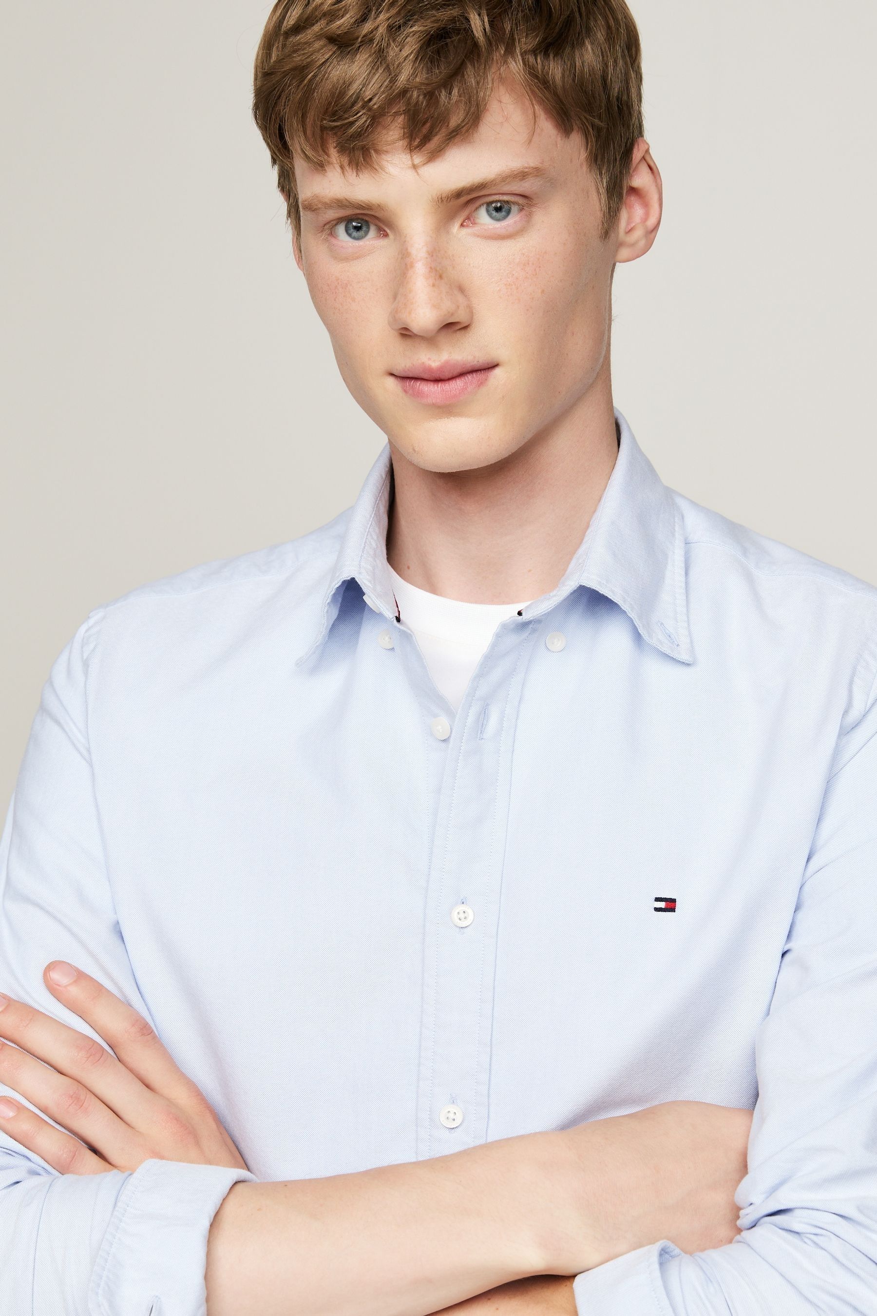 Buy Tommy Hilfiger Blue Regular Fit Solid Heritage Oxford Shirt from Next Canada