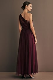 Maya Purple One Shoulder Tulle Maxi Dress With Embellished Motif - Image 3 of 3