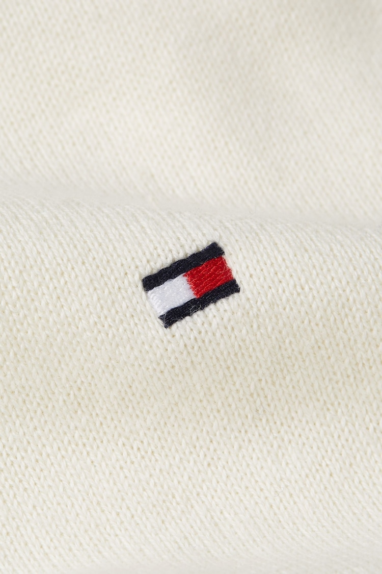 Tommy Hilfiger Organic Pima Cotton Cashmere Zip Mock Neck White Sweater - Image 3 of 3