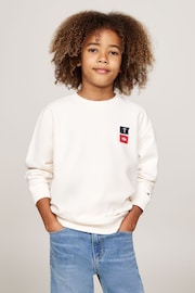 Tommy Hilfiger White Tommy Hilfiger Flags Embroidered White Sweat Top - Image 1 of 5