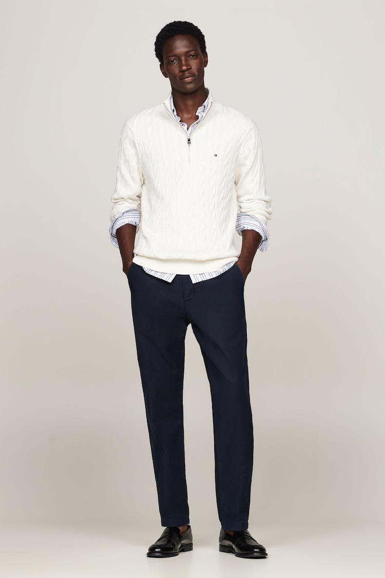 Tommy Hilfiger Classic Cotton Cable Zip White Sweater - Image 2 of 5