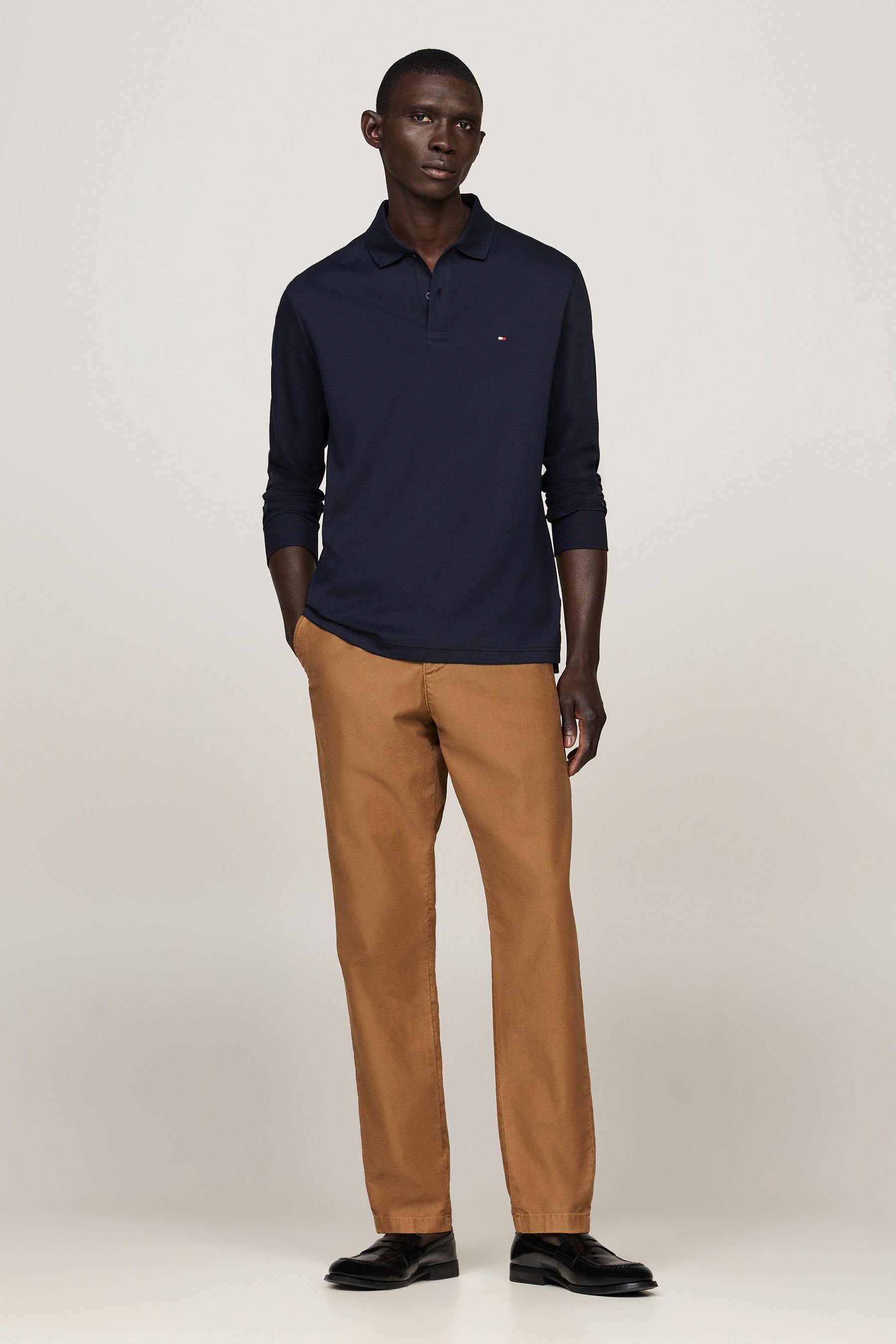 Buy Tommy Hilfiger Blue Regular Fit Long Sleeved Liquid Cotton 100 Cotton Polo Shirt from Next Luxembourg