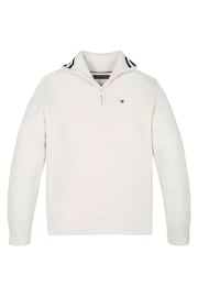 Tommy Hilfiger Cream Turtleneck Half Zip Sweater - Image 5 of 5