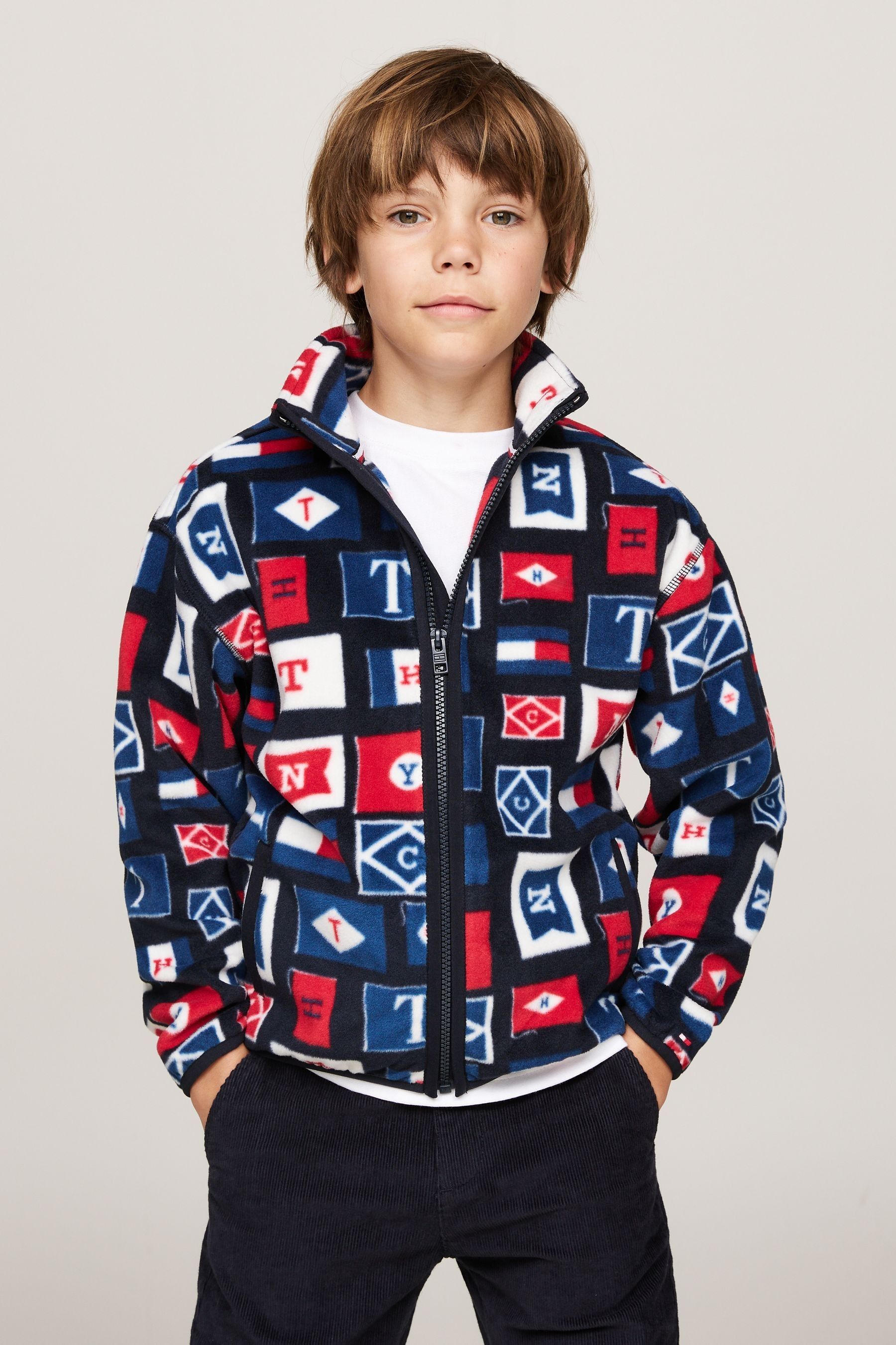 Tommy Hilfiger Blue Flags Polar Fleece Zip Sweatshirt 8 Yrs Boys