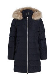 Tommy Hilfiger Blue Curve Tyra Heritage Coat With Faux Fur - Image 1 of 1