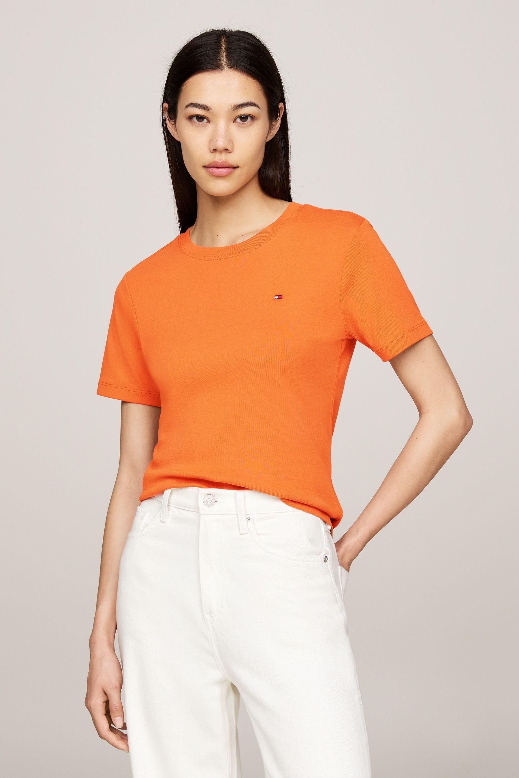 Orange tommy hilfiger crew neck clearance