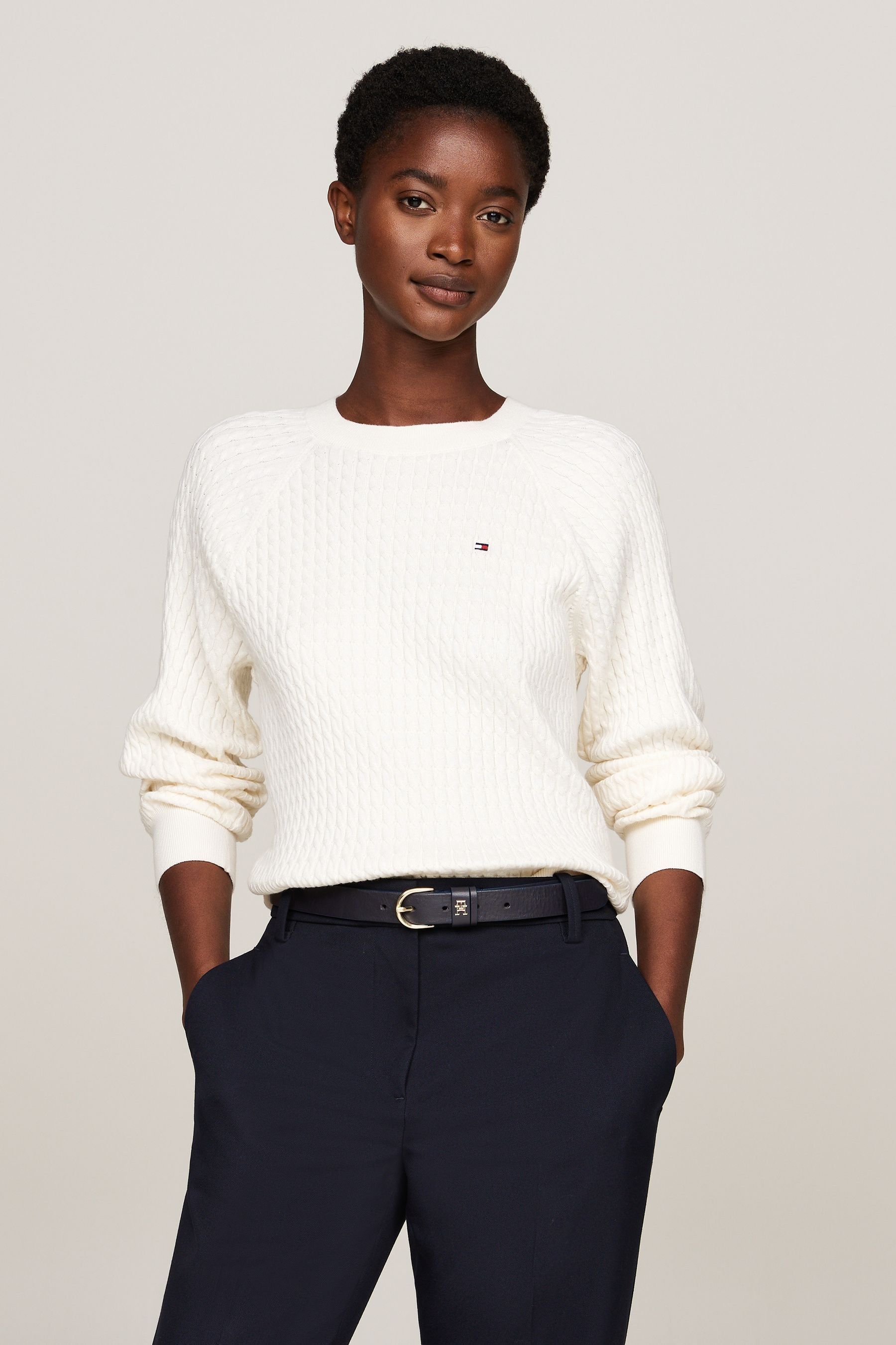 Tommy Hilfiger Women s Cable Crew Neck Sweater