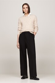 Tommy Hilfiger Soft Wool Cable Crew Neck Nude Sweater - Image 2 of 5