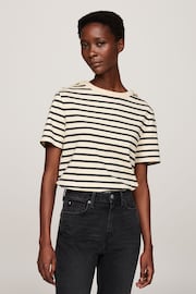 Tommy Hilfiger Regular Fit Stripe Crew Neck Short Sleeved Nude T-Shirt - Image 1 of 5