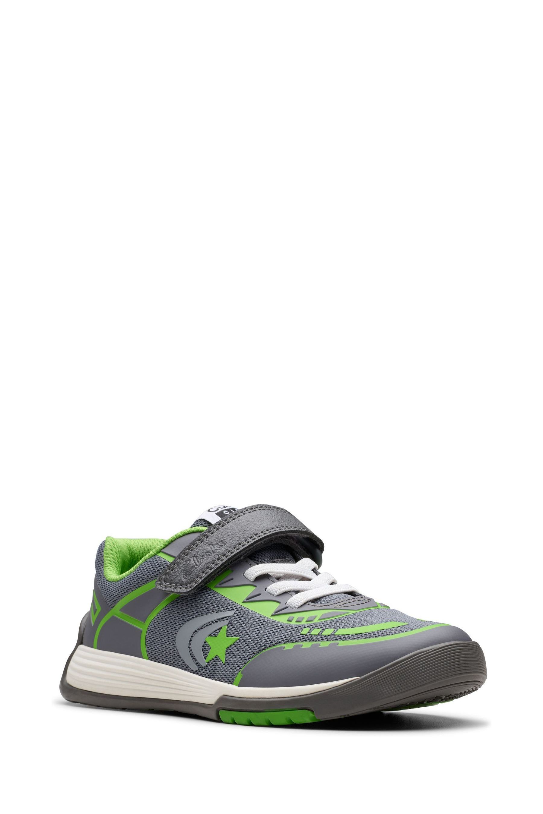 Buy Clarks Green Wide Fit G Kids Combi Cica Star Flex Trainers from Next Luxembourg