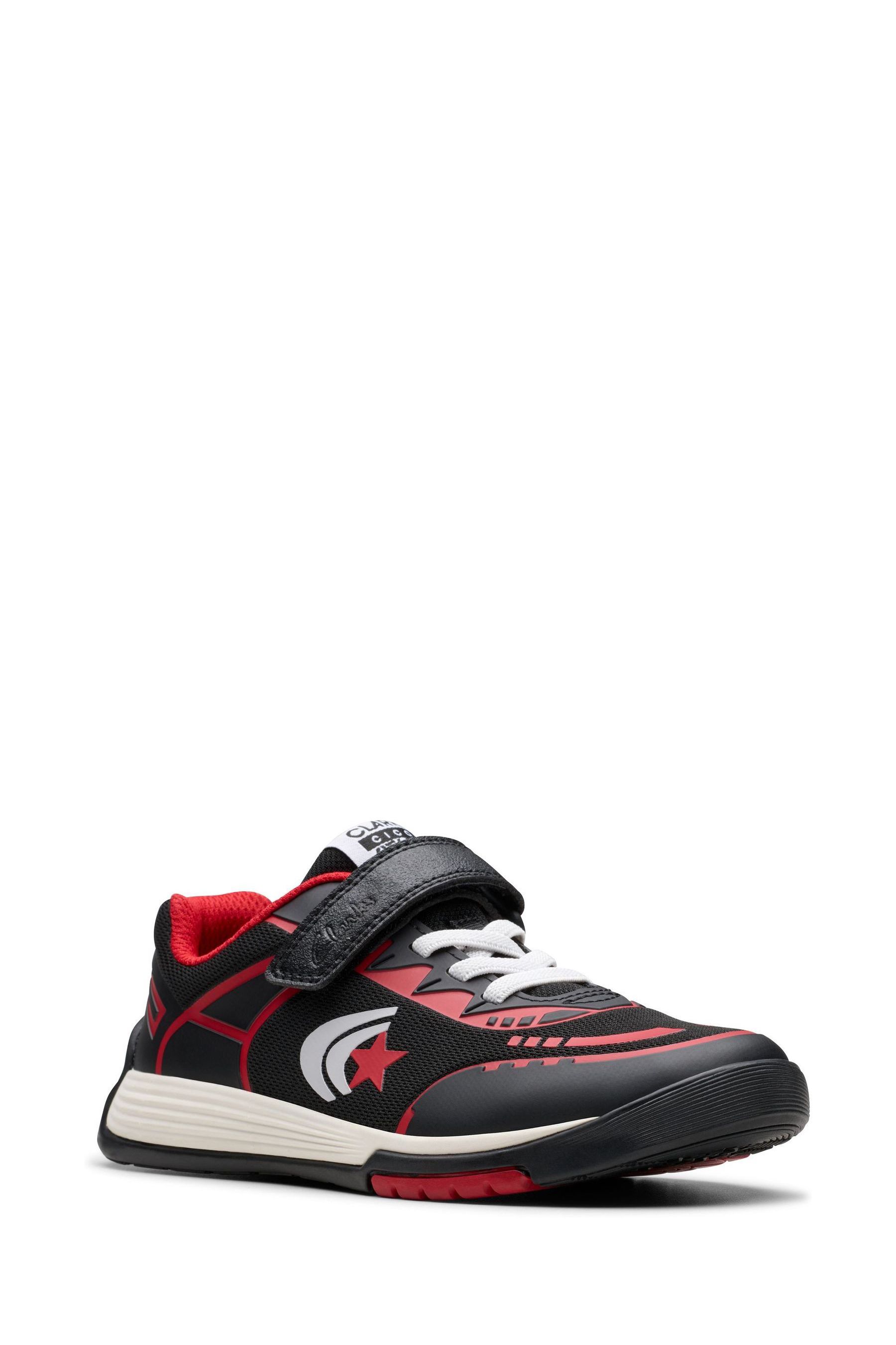 Buy Clarks Black Red Standard Fit F Kids Cica Star Jump Trainers from Next Luxembourg