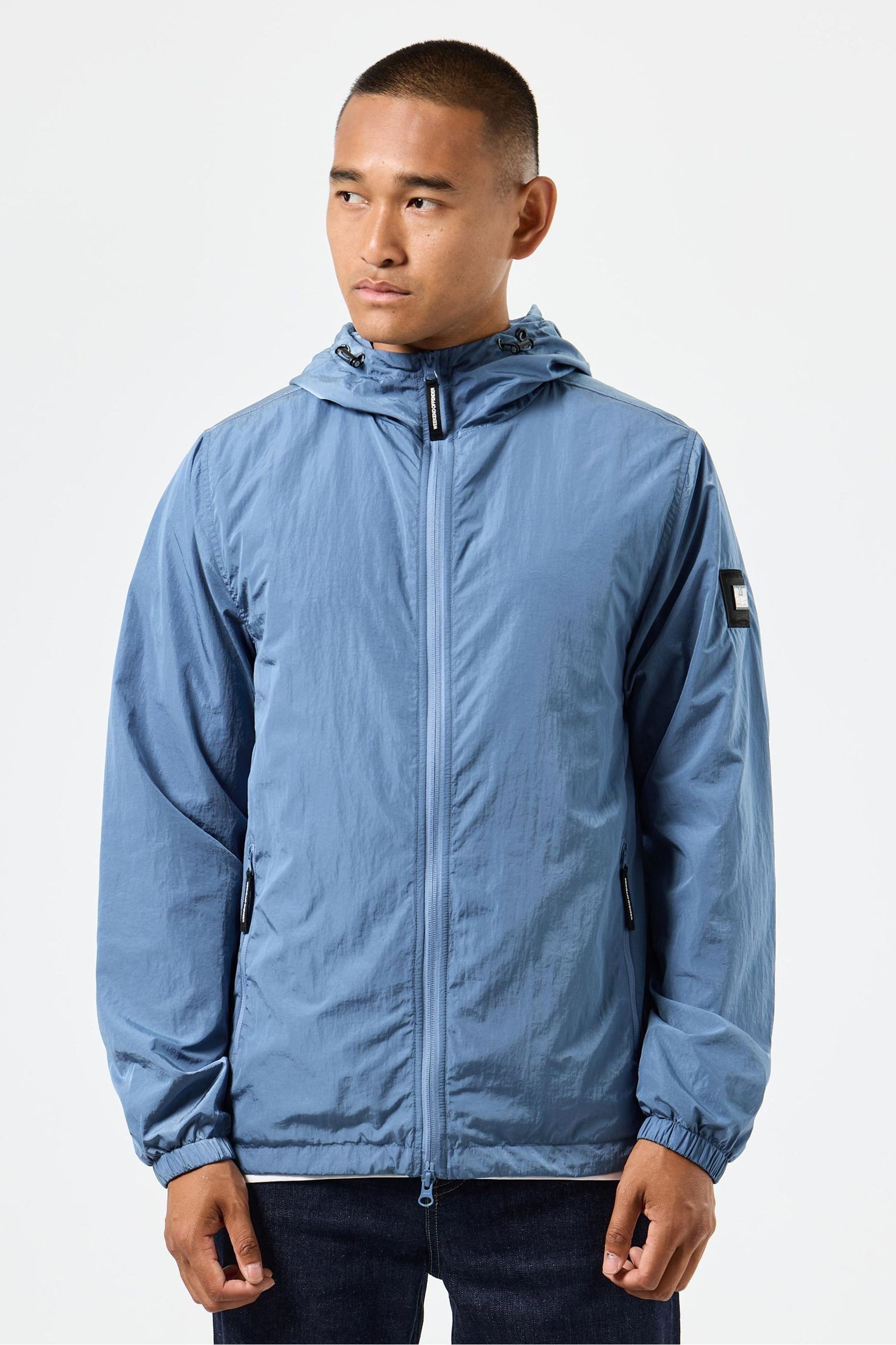 Blue and grey windbreaker deals