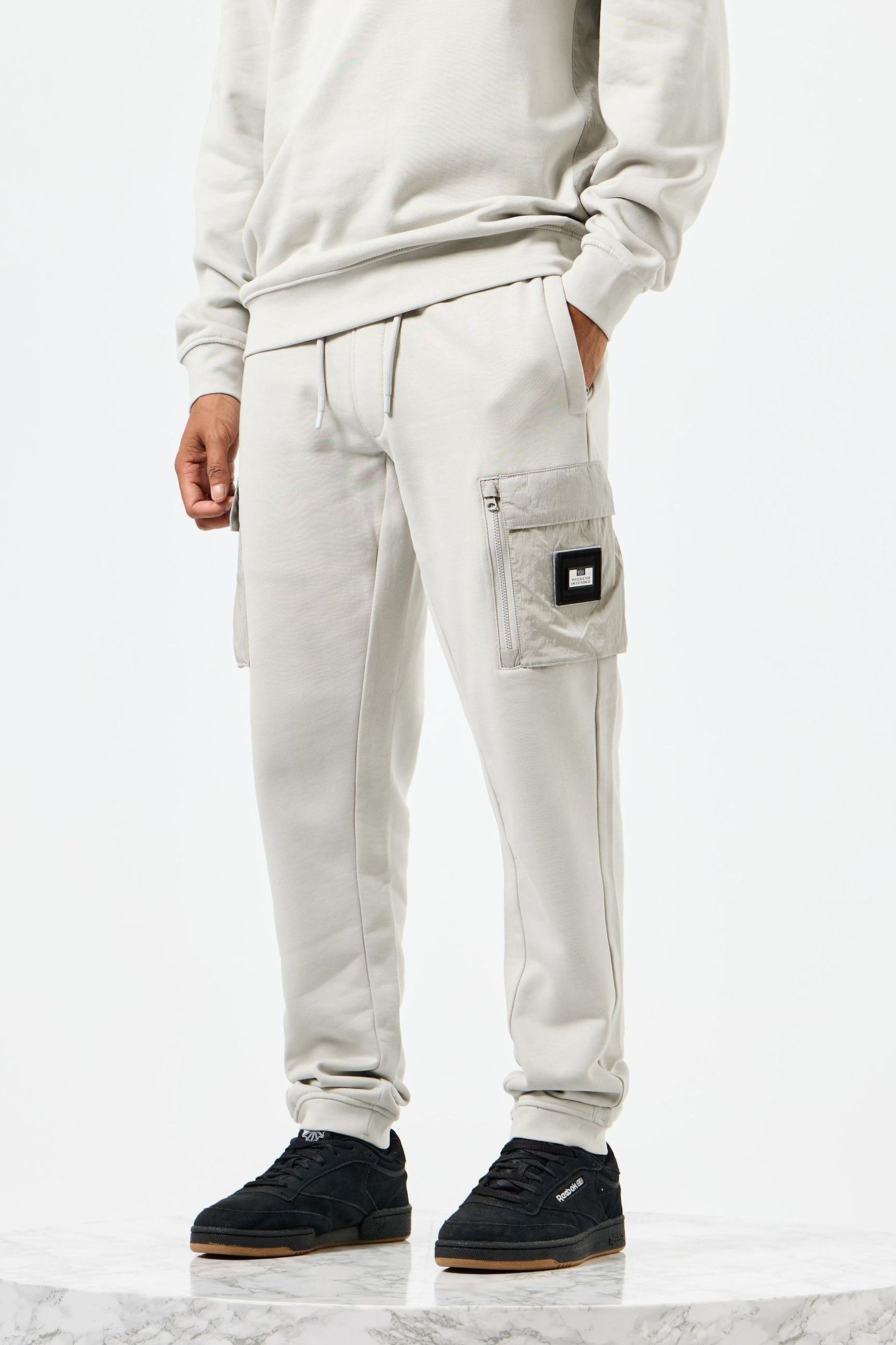 Buy Weekend Offender Mens Grey Lippi Cargo 100 Cotton Joggers from Next Netherlands