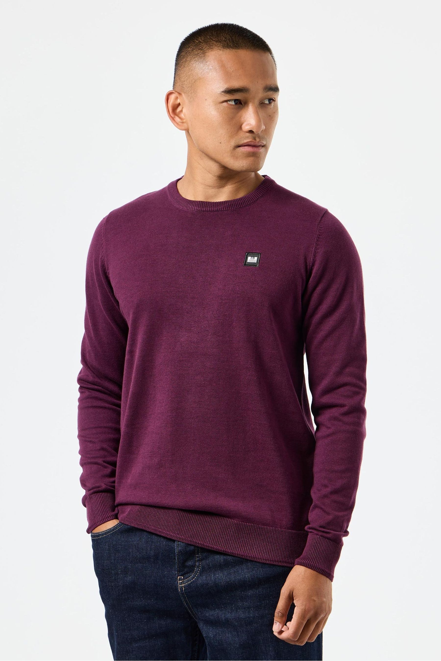 Weekend Offender Mens Purple Solace Crew Neck Knitted 100 Cotton Sweater 2X Large