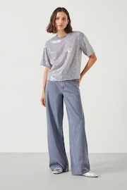 Hush Grey Holly Sequin T-Shirt - Image 3 of 5