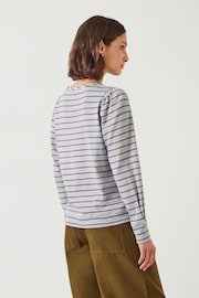 Hush Grey Emily Cotton Striped Puff Sleeve Top - Image 3 of 5