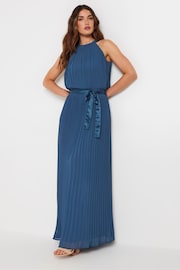 Long Tall Sally Blue Halterneck Pleated Maxi Dress - Image 2 of 5