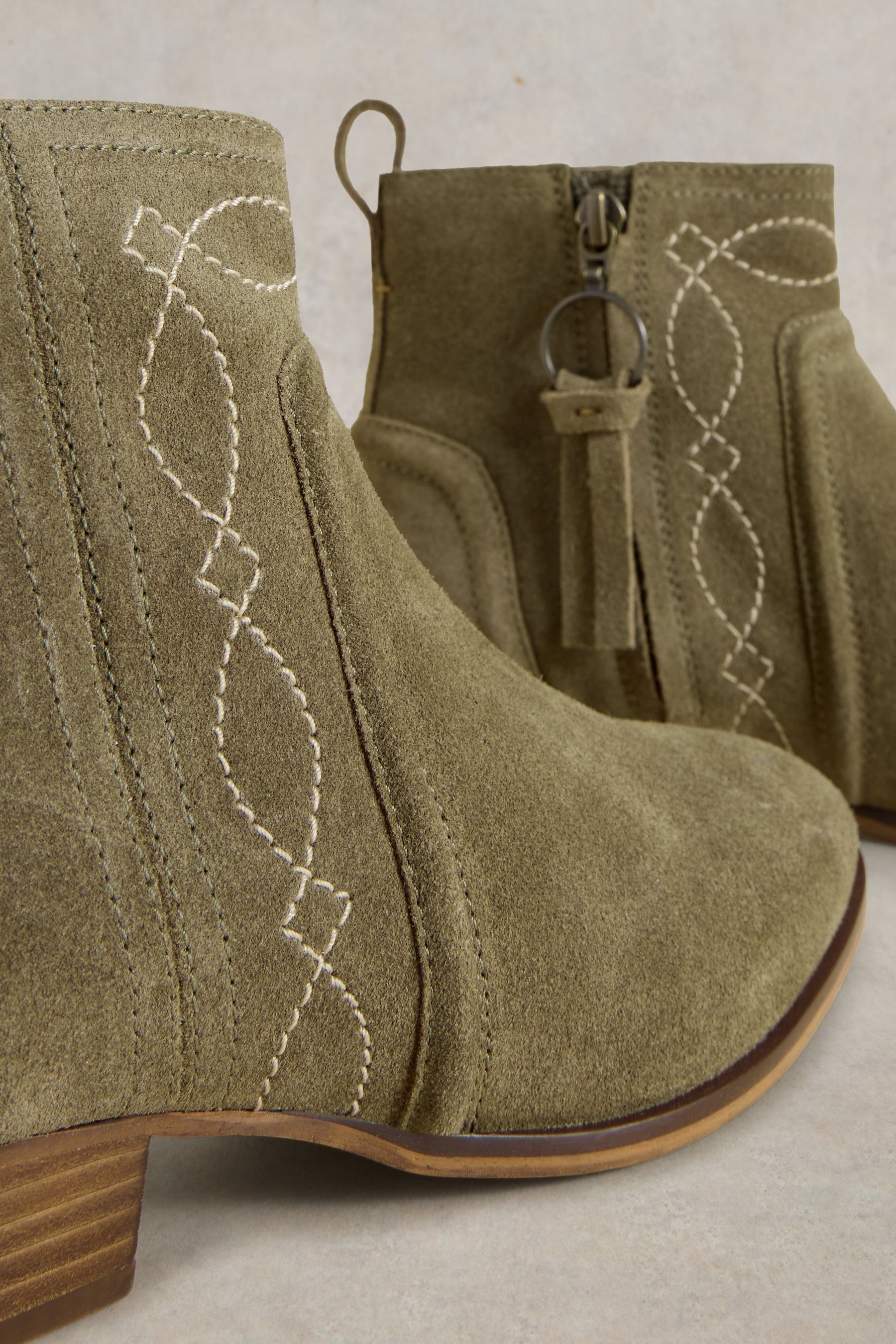 Buy White Stuff Green Cedar Embroidered Ankle Boots from Next Luxembourg