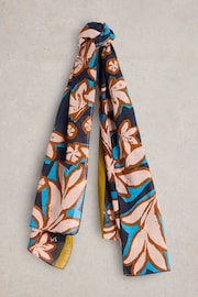 White Stuff Blue Abstract Leaf Print Scarf - Image 1 of 3