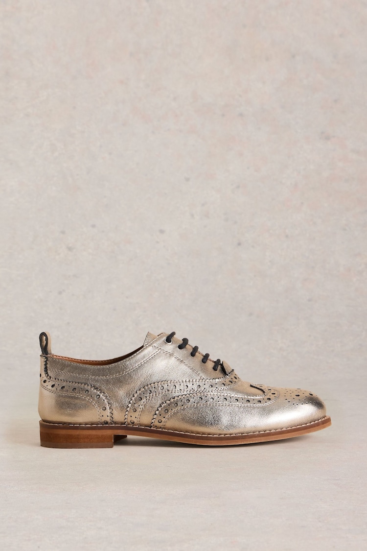 White Stuff Metallic Thistle Leather Lace-Up Brogues - Image 1 of 4