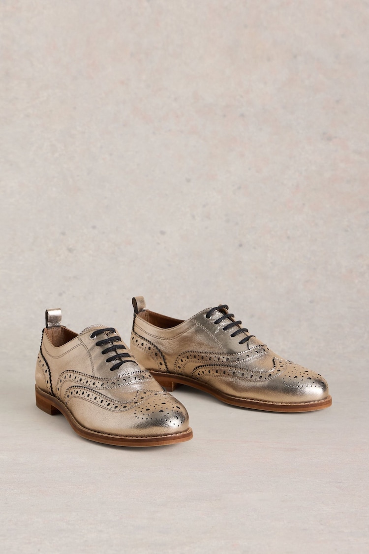 White Stuff Metallic Thistle Leather Lace-Up Brogues - Image 2 of 4