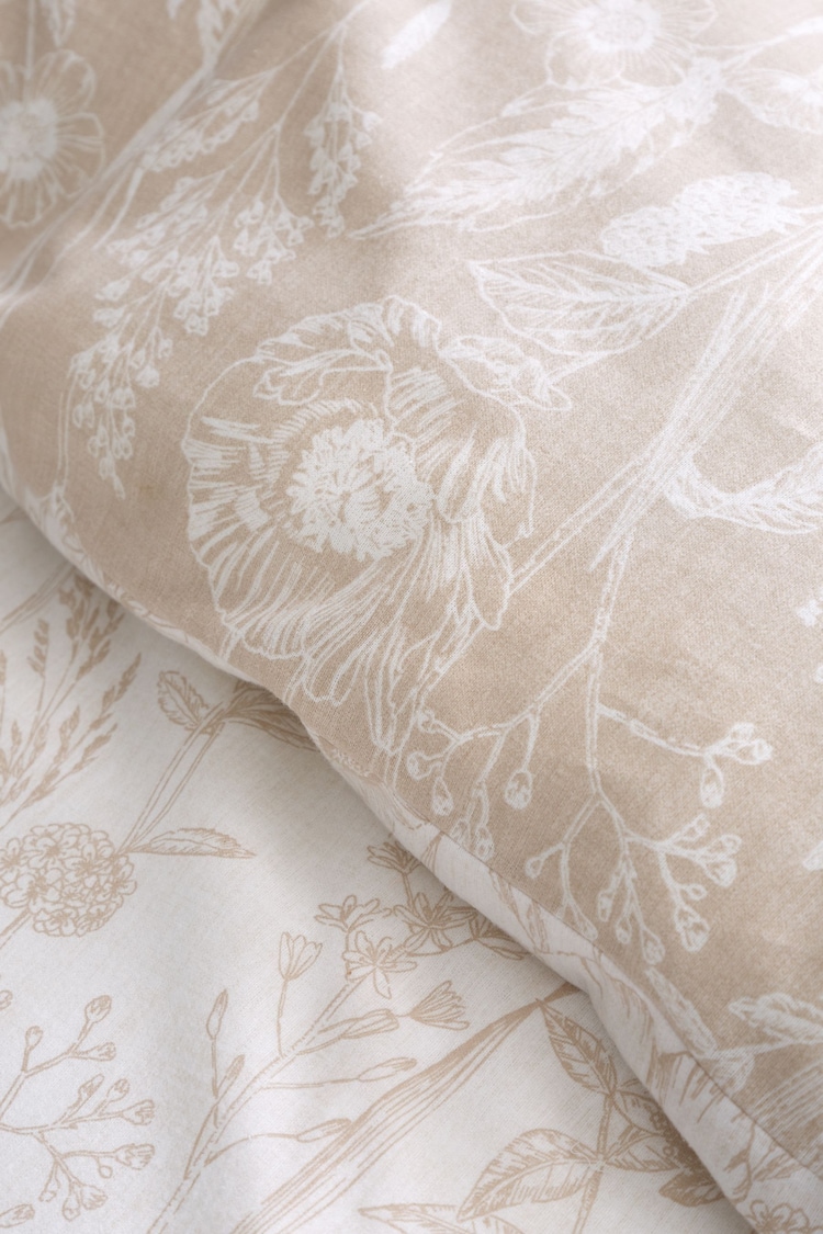 Bianca Natural Brushed Cotton Floral Toile Duvet Cover Set - Image 5 of 5