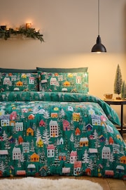 Catherine Lansfield Green Christmas Festive Forest Duvet Cover Set - Image 1 of 4