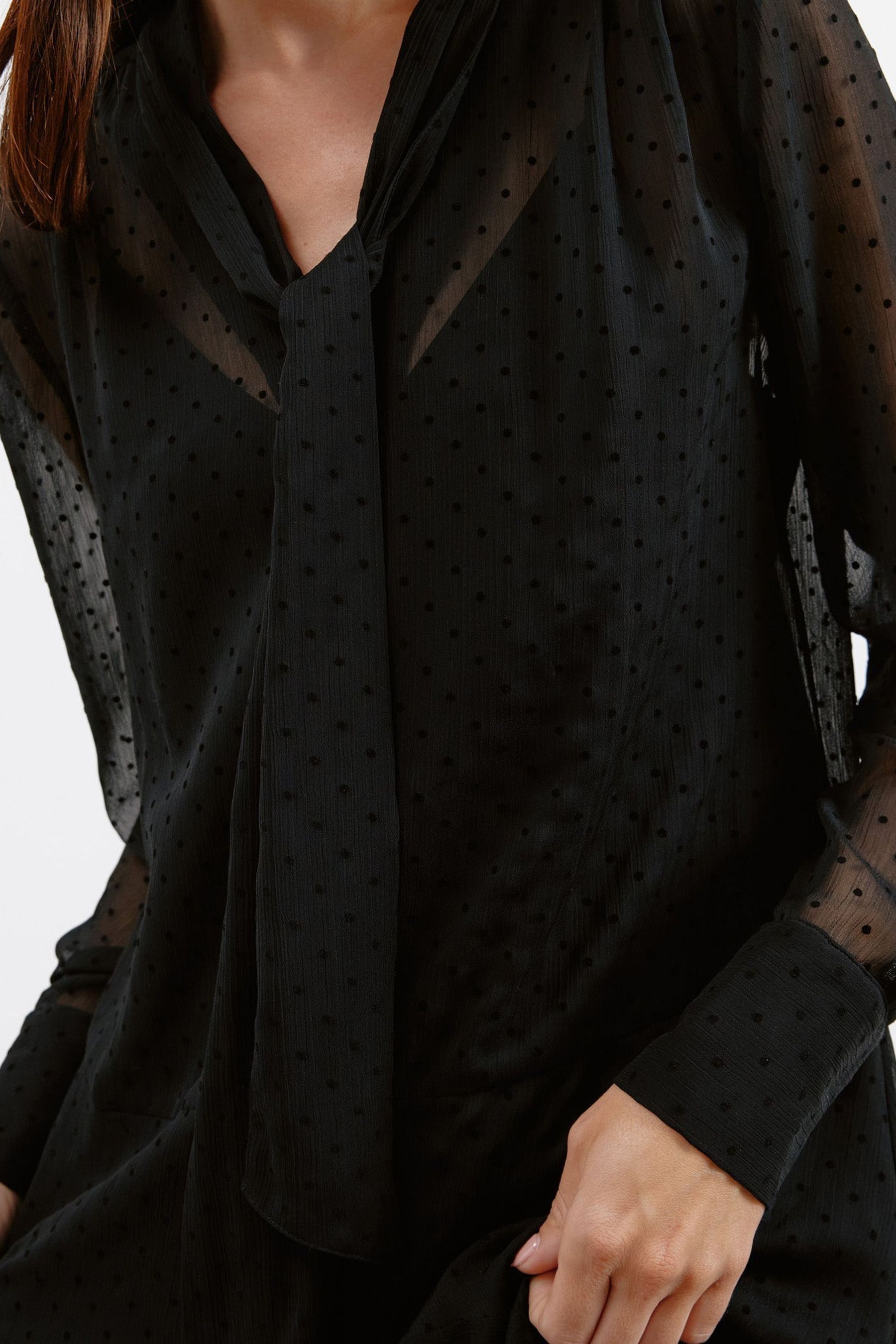 Buy Albaray Flocked Spot Hanky Hem Black Dress from the Next UK online shop