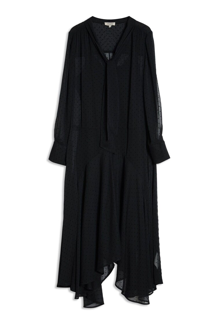 Buy Albaray Flocked Spot Hanky Hem Black Dress from the Next UK online shop
