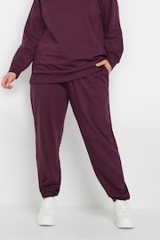 Yours Curve Burgundy Red Cuffed Joggers - Image 1 of 4