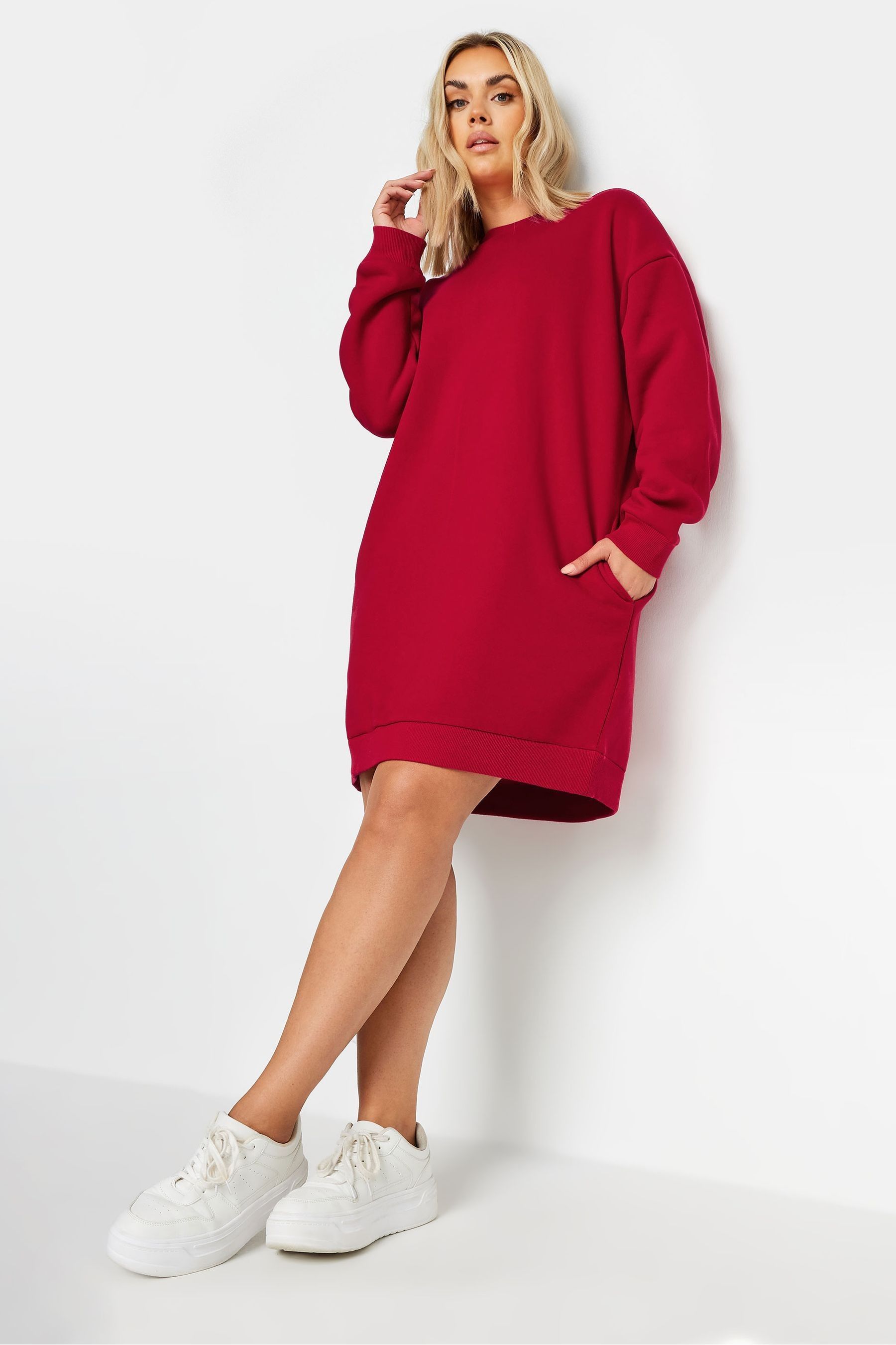 Red sweatshirt dress deals