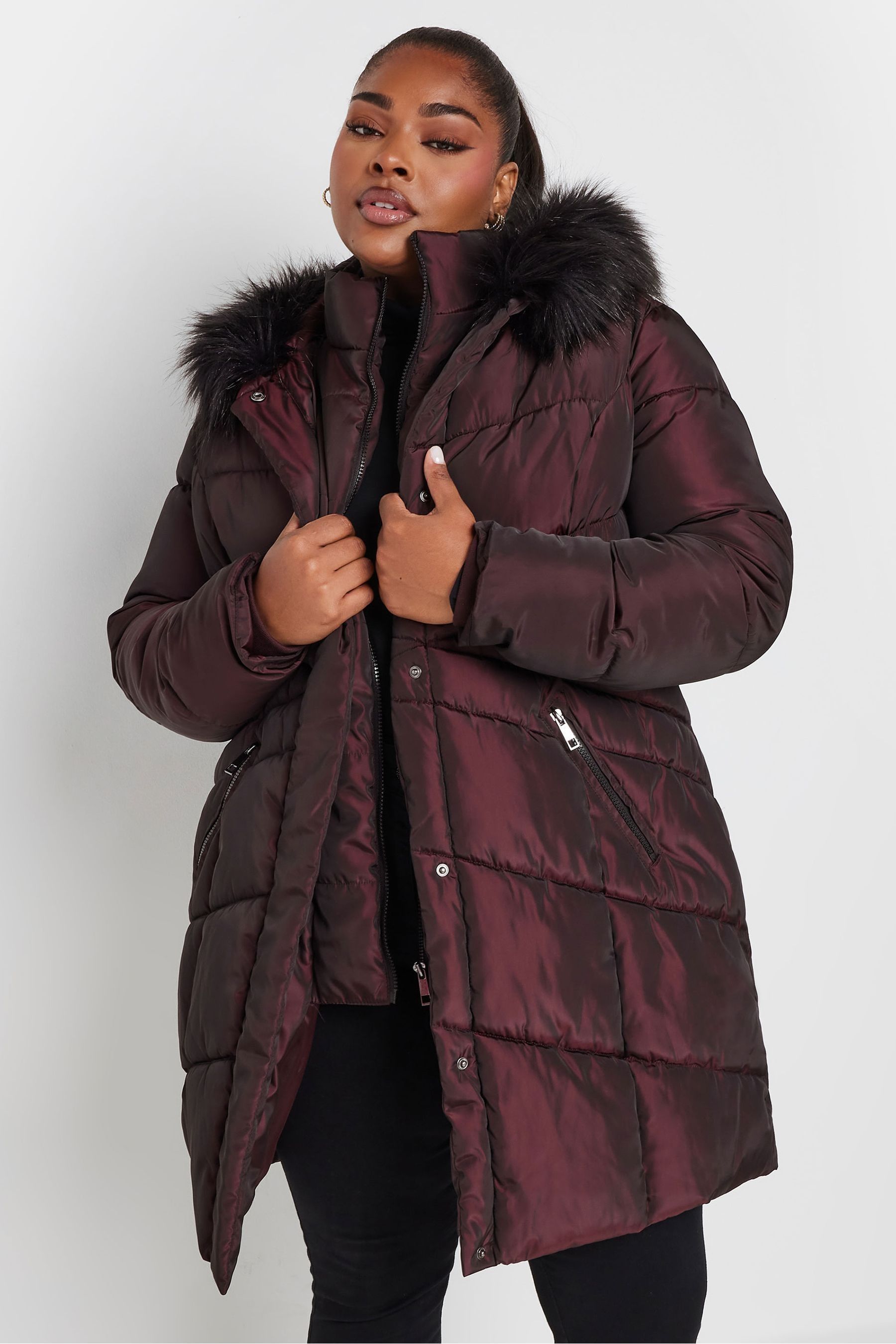 Buy Yours Curve Red Midi Padded Puffer Coat from the Next UK online shop
