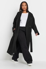 Yours Curve Black Unlined Maxi Wool Coat - Image 2 of 5