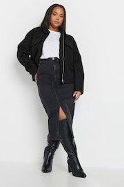 Yours Curve Black Wool Cropped Centre Front Jacket - Image 2 of 5