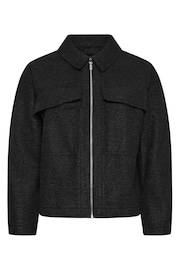 Yours Curve Black Wool Cropped Centre Front Jacket - Image 5 of 5