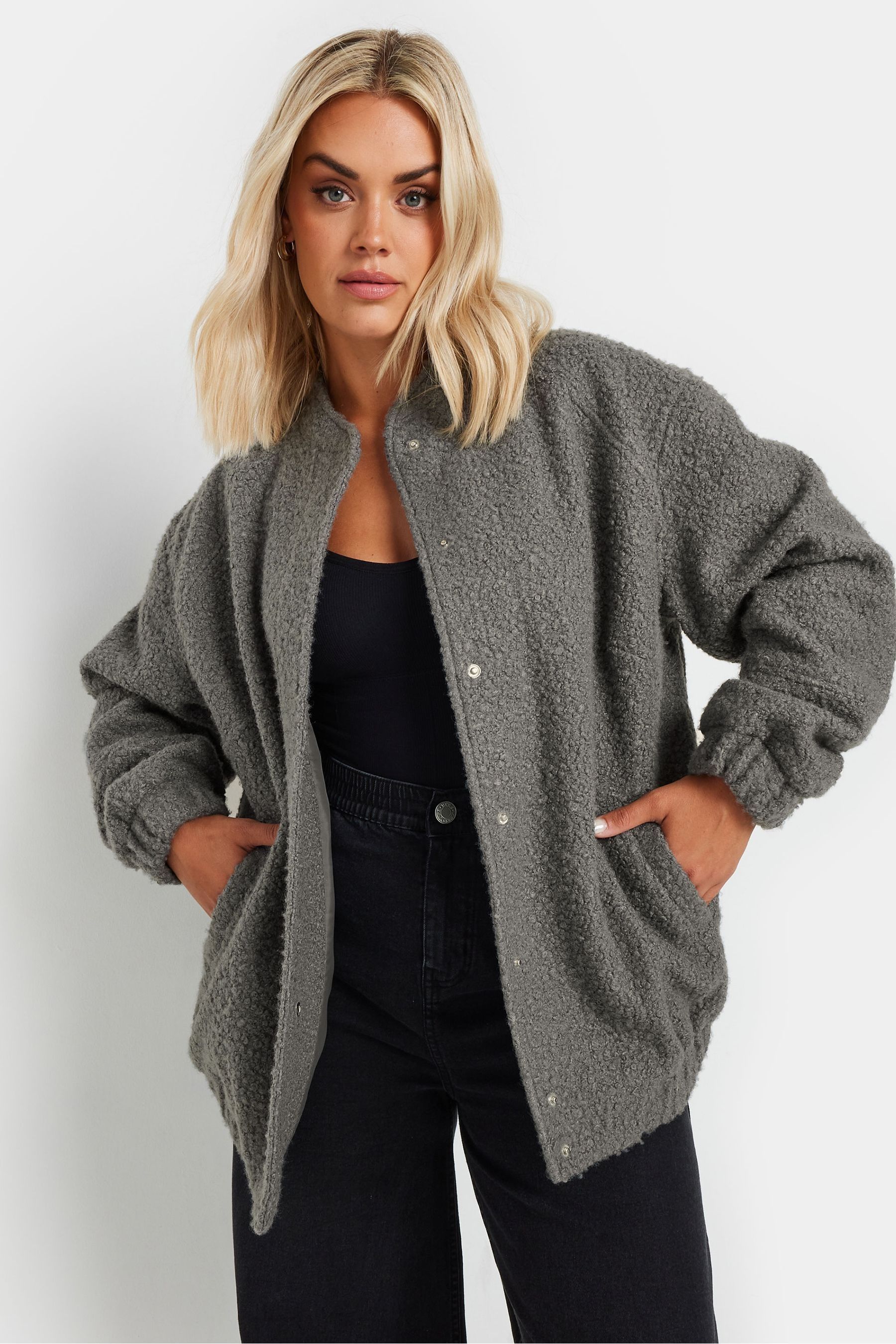 Buy Yours Curve Grey Wool Bomber Jacket from Next Ireland