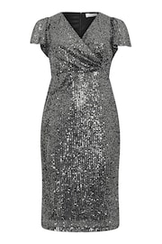 Yours Curve Silver London Sequin Wrap Shift Dress - Image 5 of 5