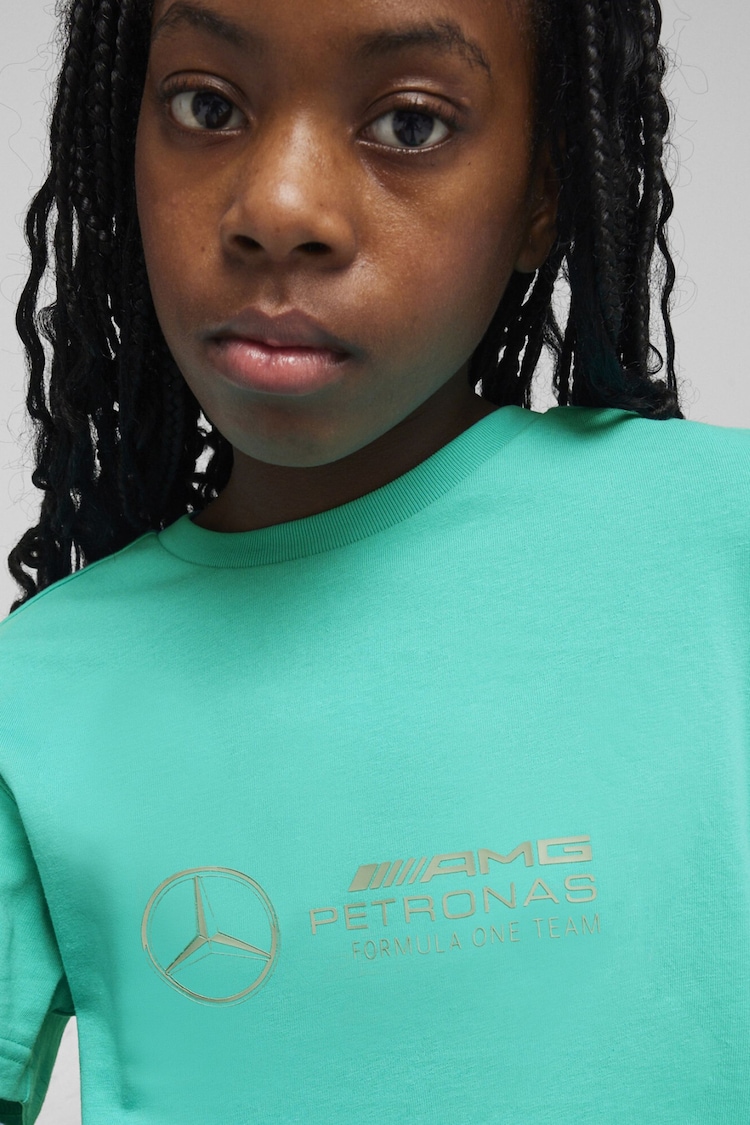 Puma Green Kids Mercedes-AMG Petronas Motorsport Logo Unisex T-Shirt - Image 2 of 6