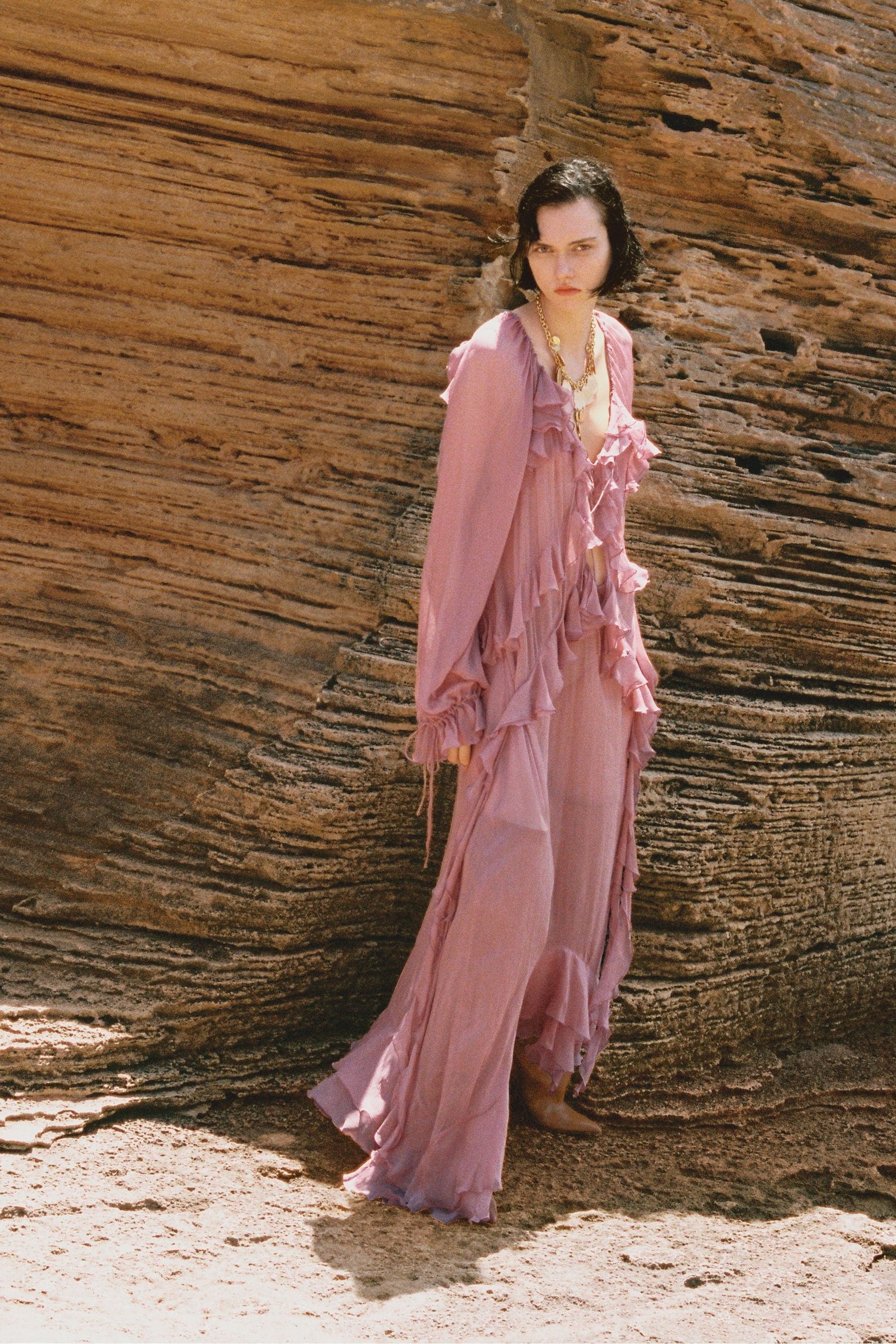 Buy Mango Pink Boho Chiffon Maxi Dress With Ruffles from the Next UK online shop